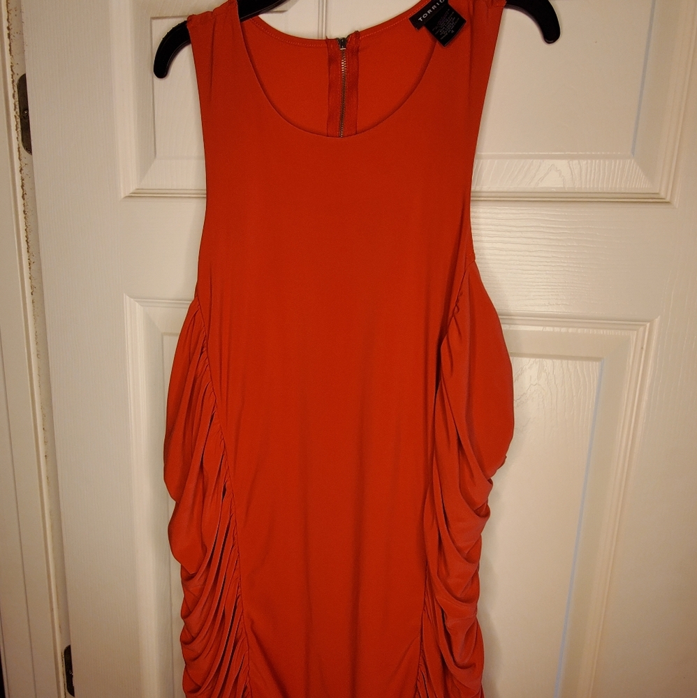 Red Dress Shirt with Side Ruching